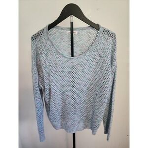 John Paul Richard Womens XXL Blue Space Dye Open Knit Mesh Pullover Sweater